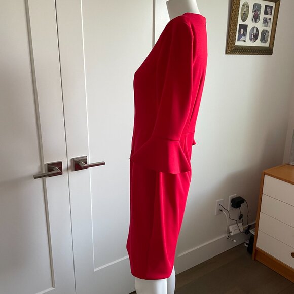 Donna Morgan for Nordstrom Scoop Nk 3/4 Slv Poet/Bell Cuff Poly Dress Bold Red 6 - Picture 3 of 12